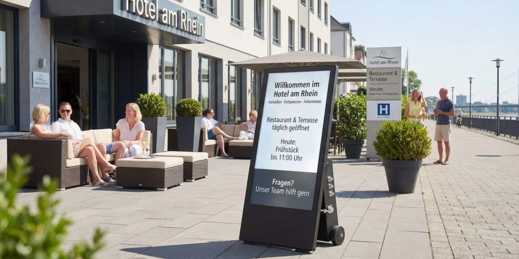 Der digitale Kundenstopper für maximale Aufmerksamkeit direkt vor Ihrem Geschäft