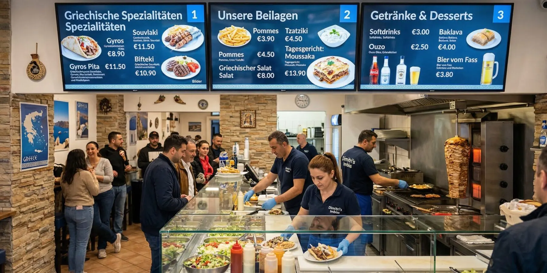 Digital Signage im griechischen Imbiss
