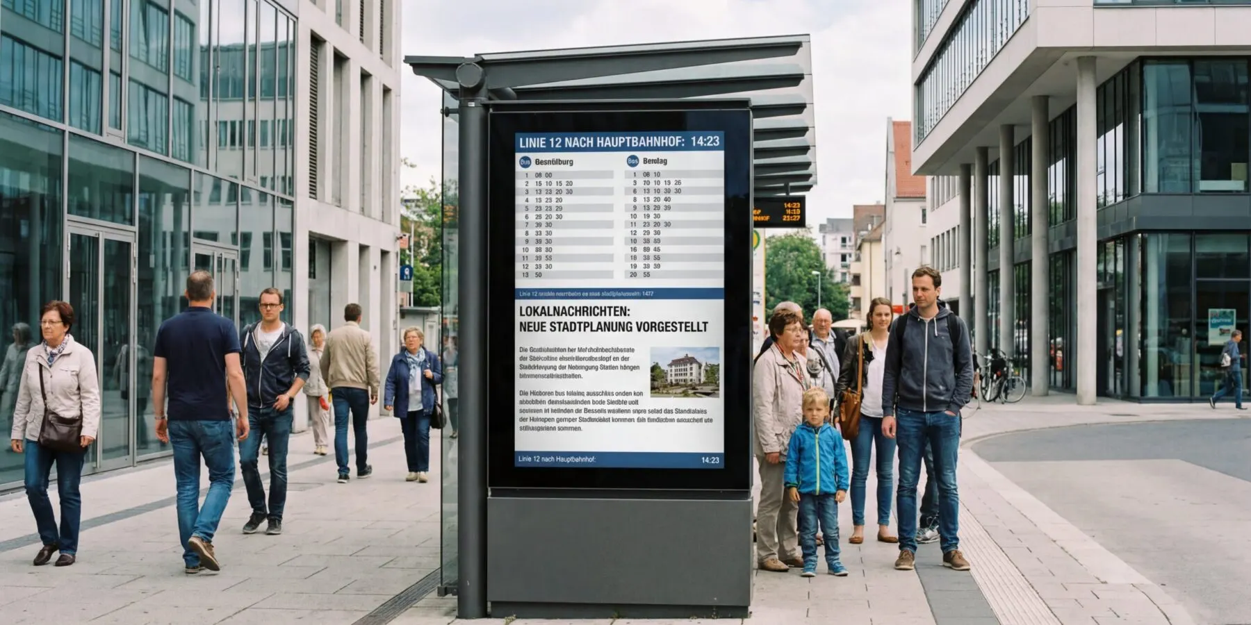 Digitale Informationsstele an einer Haltestelle