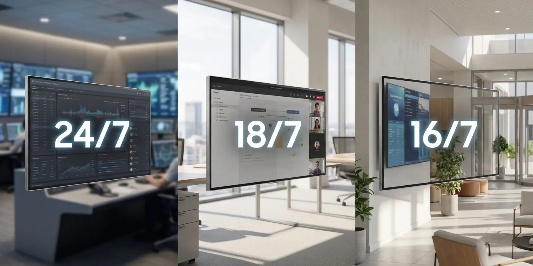 Professionelle Großmonitore – 24/7, 18/7, 16/7