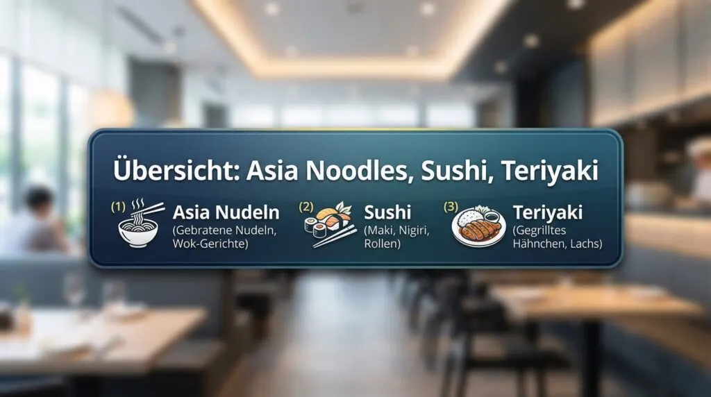 Digitale Menüanzeigen im Asia-Imbiss