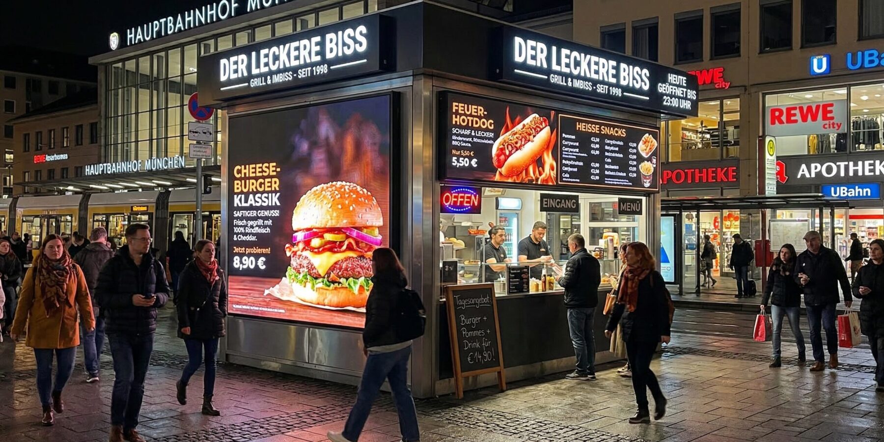 Digital Signage im Imbiss – Burger & Hotdogs
