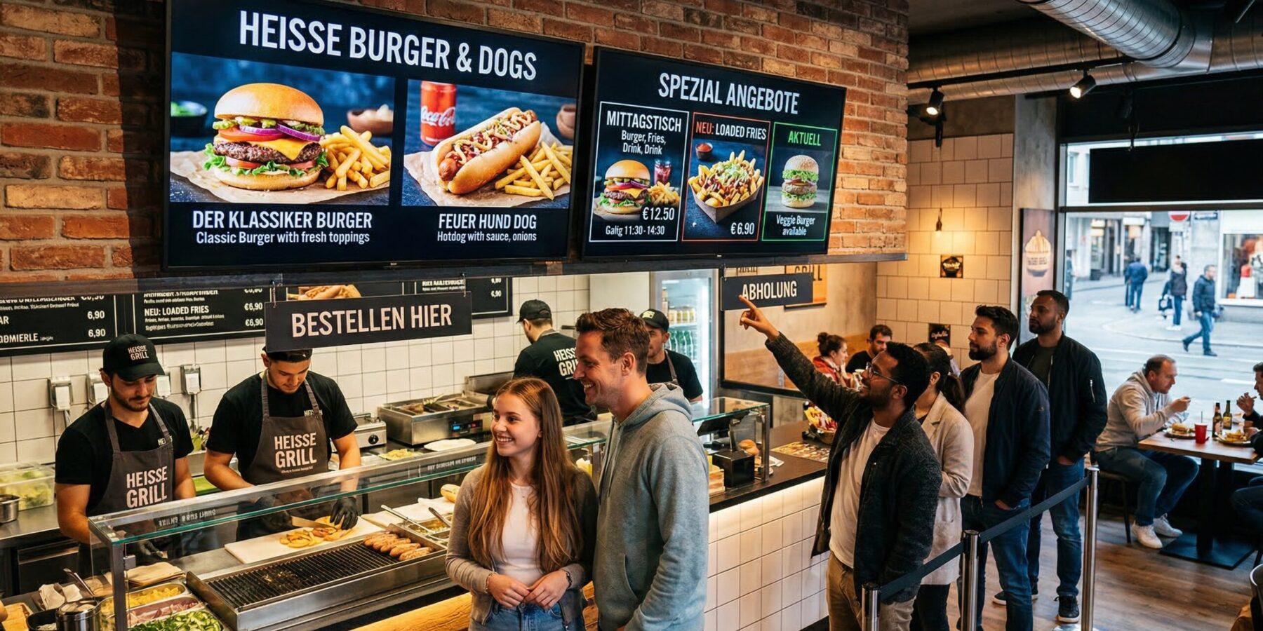 Digital Signage im Imbiss – Burger & Hotdogs