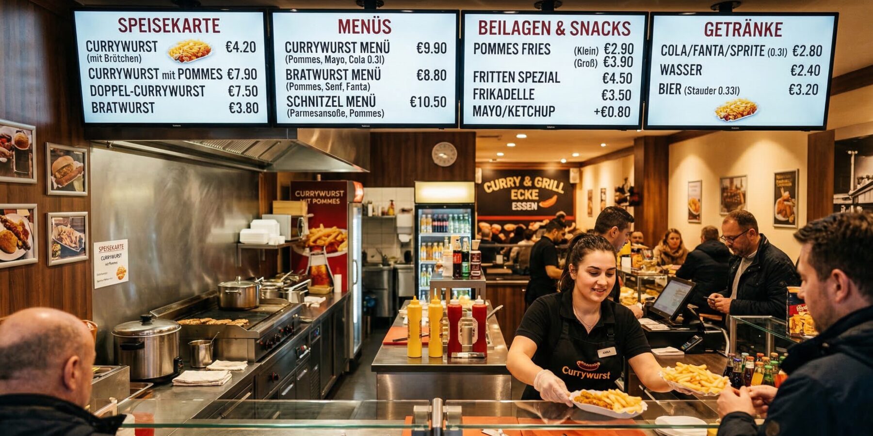 Digital Sigange im Imbiss – Currywurst & Bratwurst