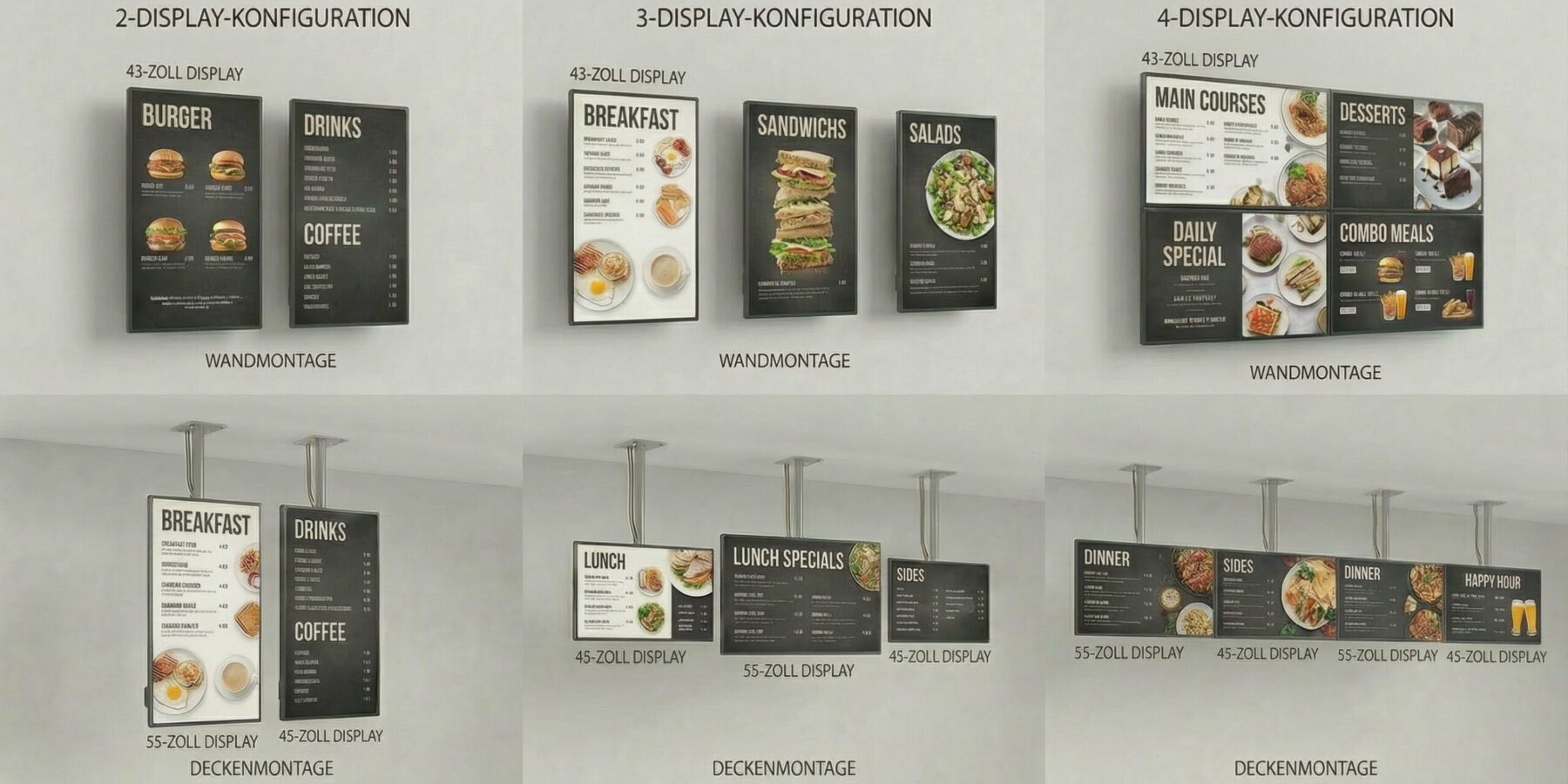 Digitale Menüboards für Gastronomie, Restaurants und Cafés