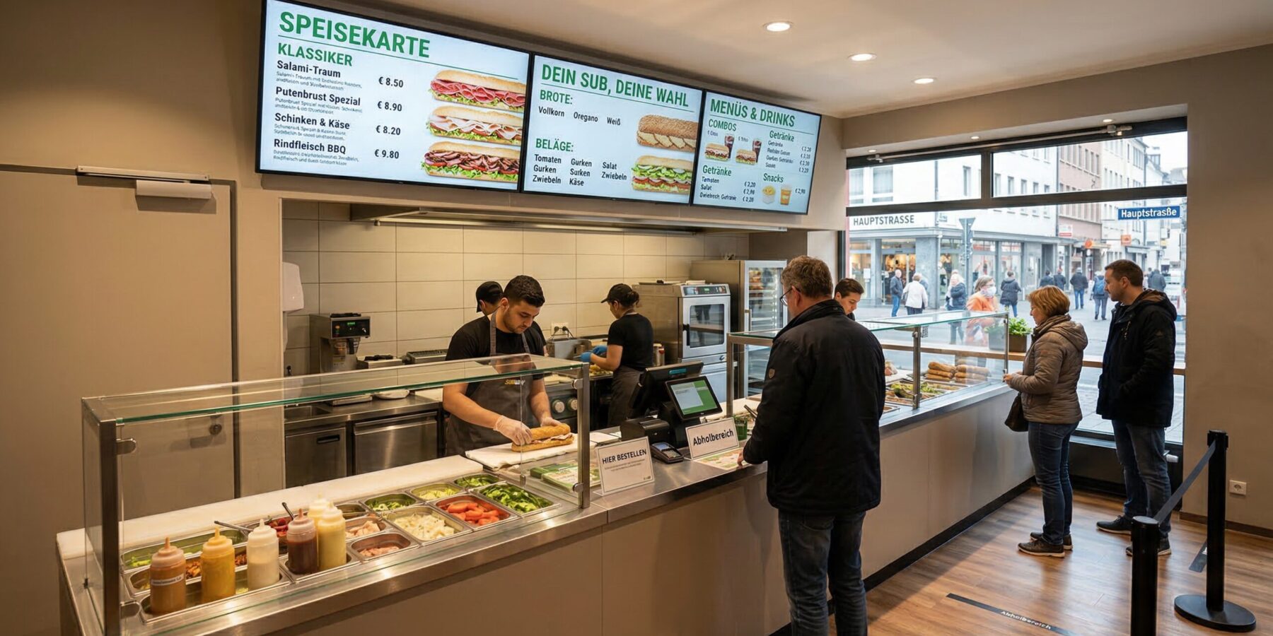 Digital Signage in einer Salatbar