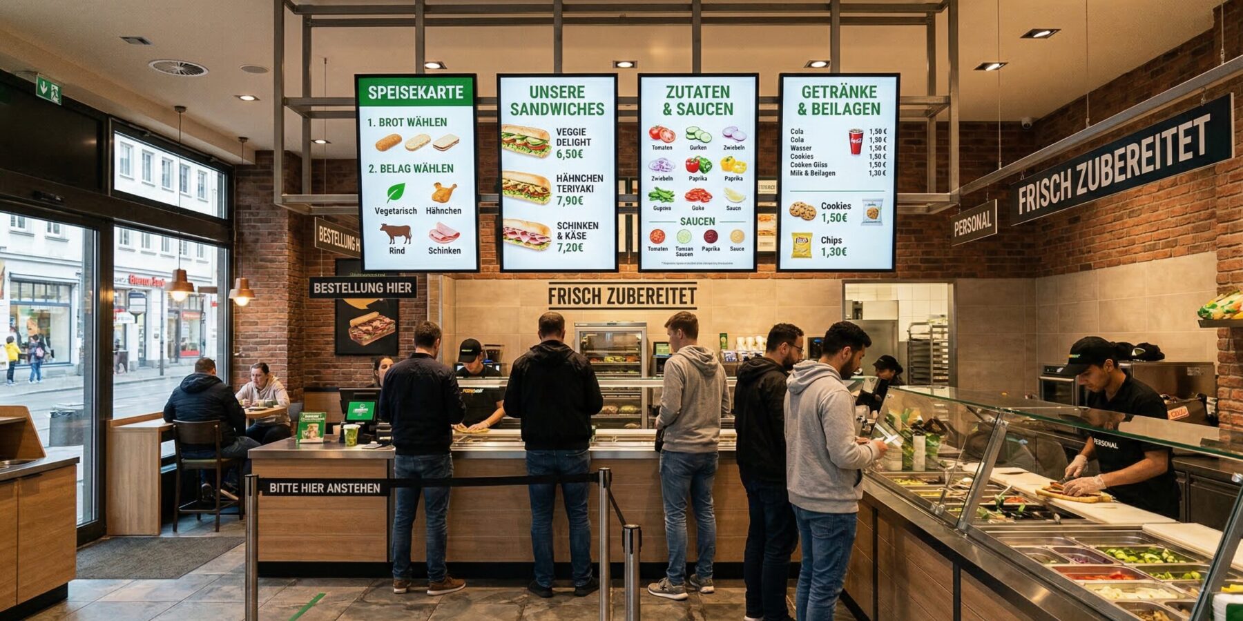 Digital Signage in einer Salatbar